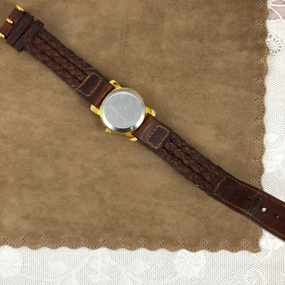 Vintage Gold Tone  Eddie Bauer Date Watch Brown